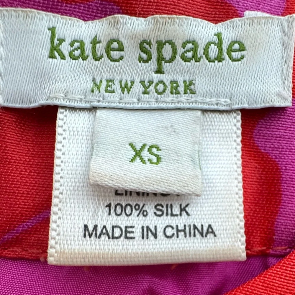 Kate Spade Silk Embellished Neck Top XS Pink Magenta Floral Studded Blouse